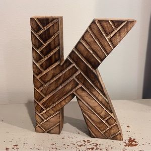 ⭐️4/$20 Kenton Grey Wooden Carved Letter K Home Decor